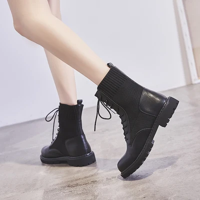 Байкерские ботинки Martin для девочек новинка зима 2019 Подиумные ботильоны