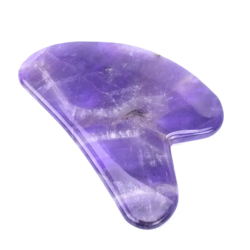 

Amethyst Jade Guasha Board Natural Purple Stone Traditional Scraper For Face Neck Back Body Pressure Therapy
