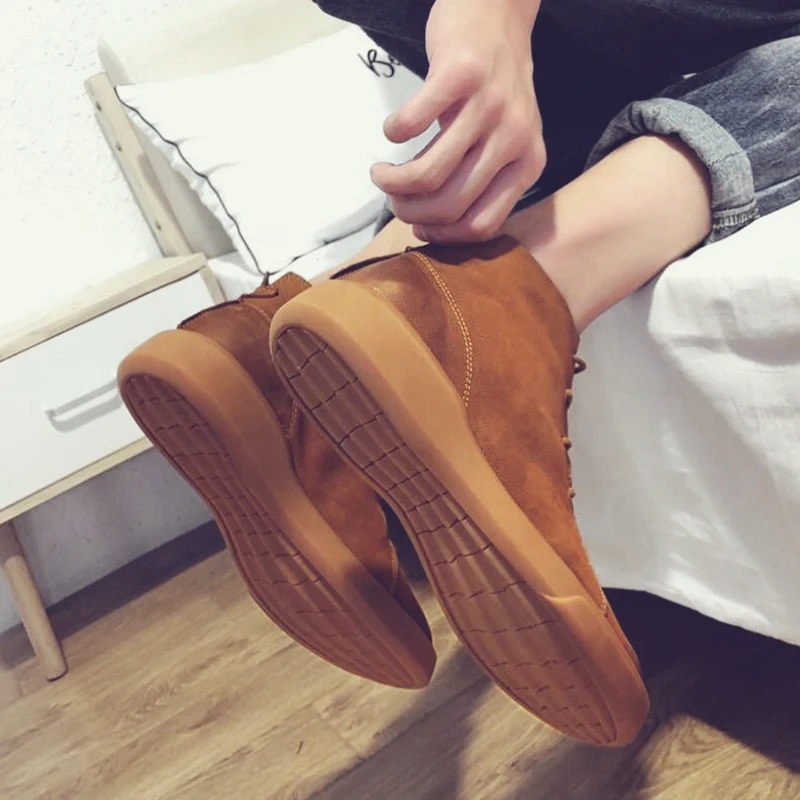 Мужские кожаные ботинки до щиколотки черные или коричневые водонепроницаемые