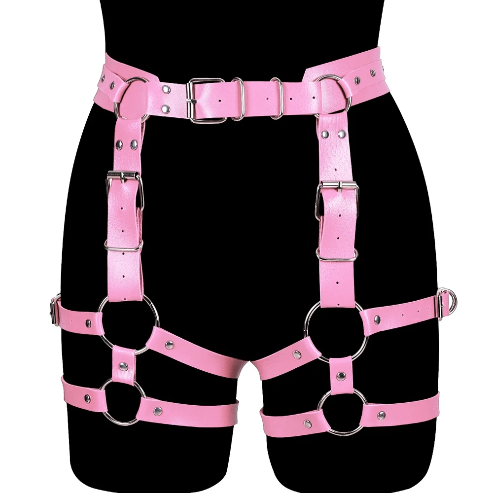 

Punk O-Ring Leather Leg Garter Lingerie Goth Clothing Leather Underwear Bondage Leg Garter Belt Bottom Body Harness Accessories