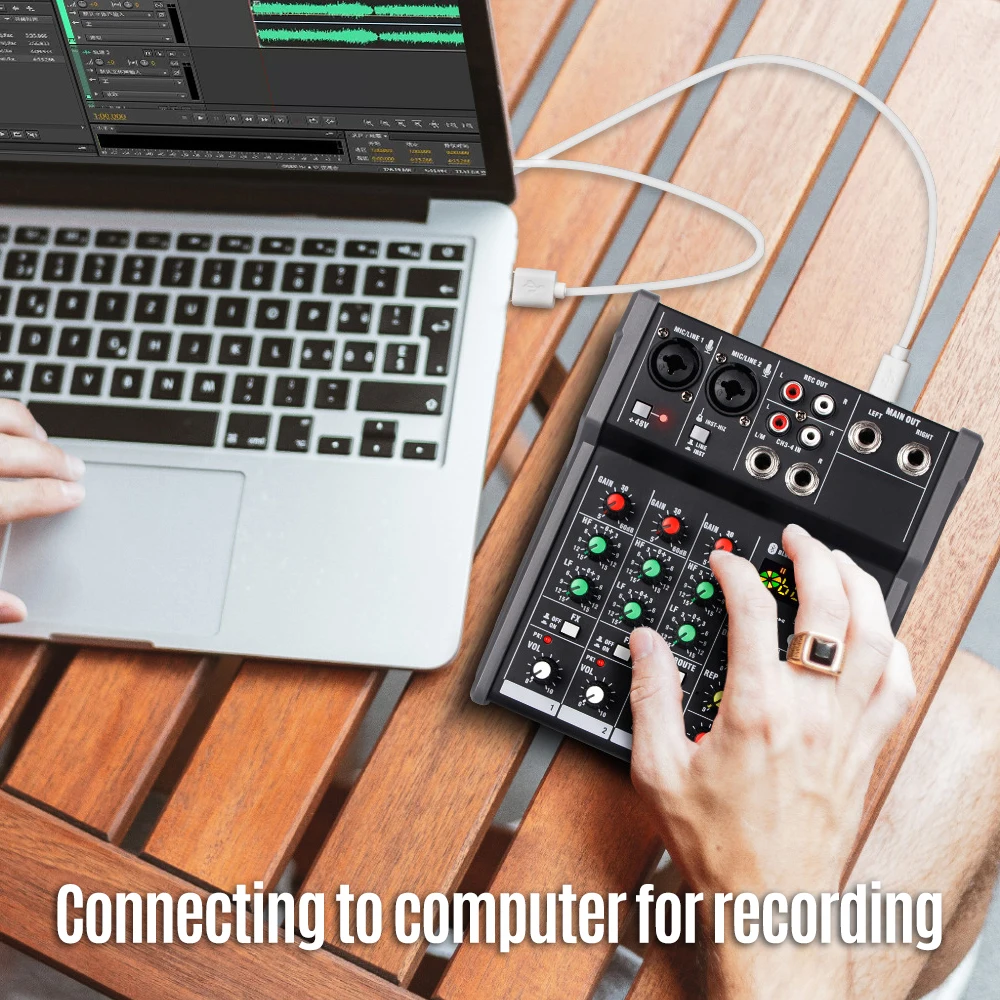 4-канальный Портативный USB микшерный пульт Цифровой аудио поддерживает