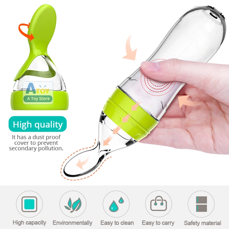 Безопасная бутылочка для кормления новорожденных силиконовая выжимная ложка