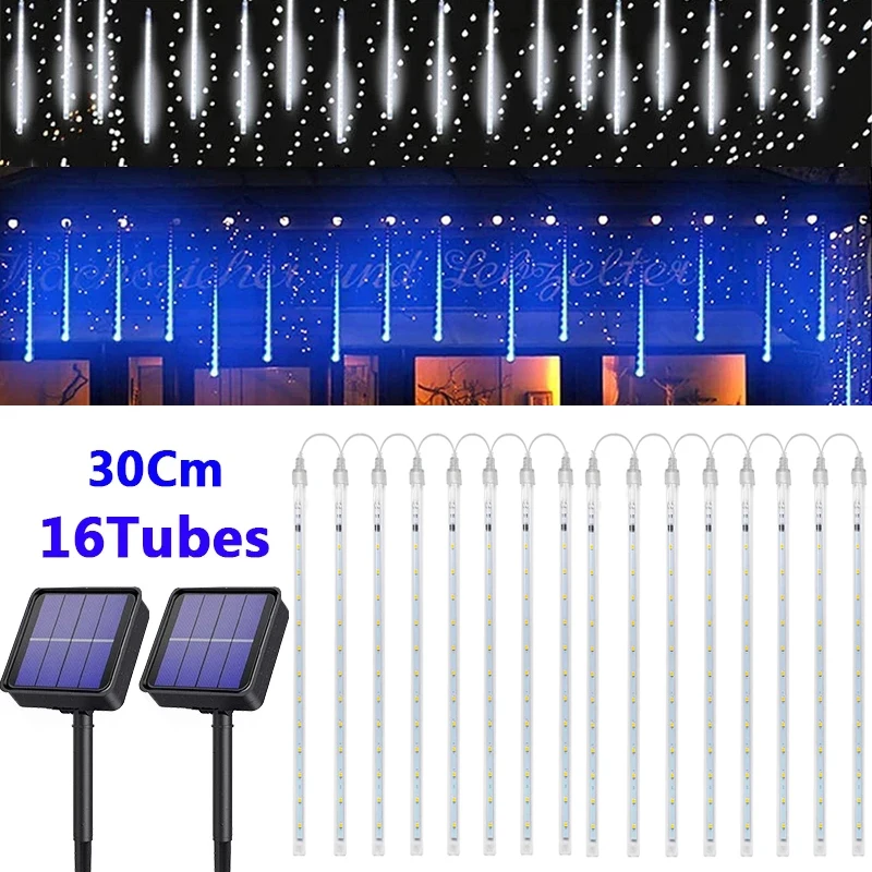 

Водонепроницаемая гирсветильник «метеоритный дождь» с солнечной батареей, 8 трубок, 192 светодиодов, Рождественская елка