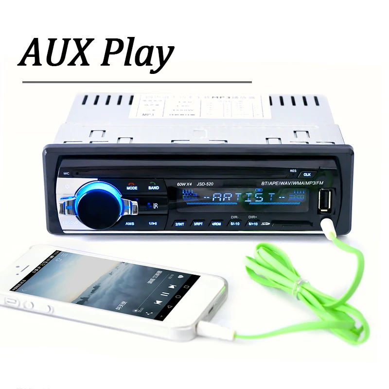 Автомагнитола 1 din Bluetooth 12 В mp3-плеер 60Wx4 FM-радио музыка USB/SD вход AUX |