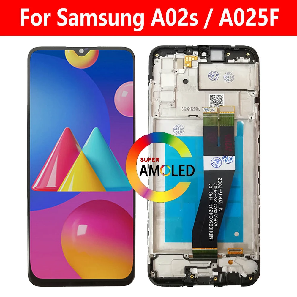 Super AMOLED ЖК-дисплей с рамкой для Samsung Galaxy A02s A025 SM-A025F/DS дисплей с сенсорным дигитайзером в сборе A025F A025M LCD