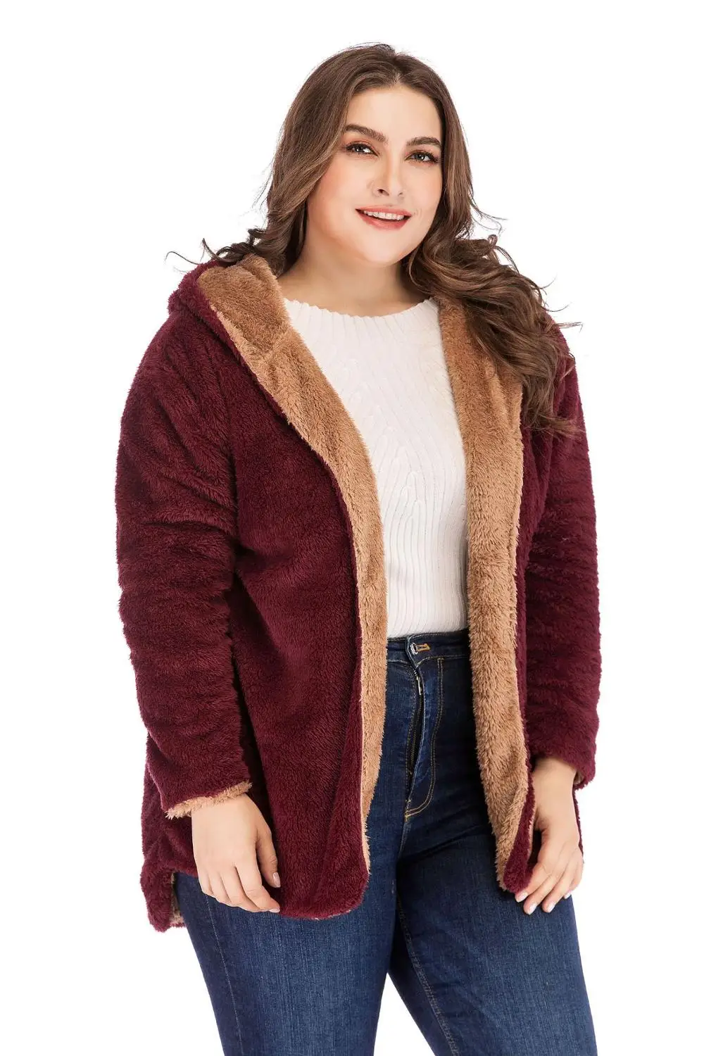 Осенне-зимняя женская флисовая куртка большие повседневные свободные шерстяные