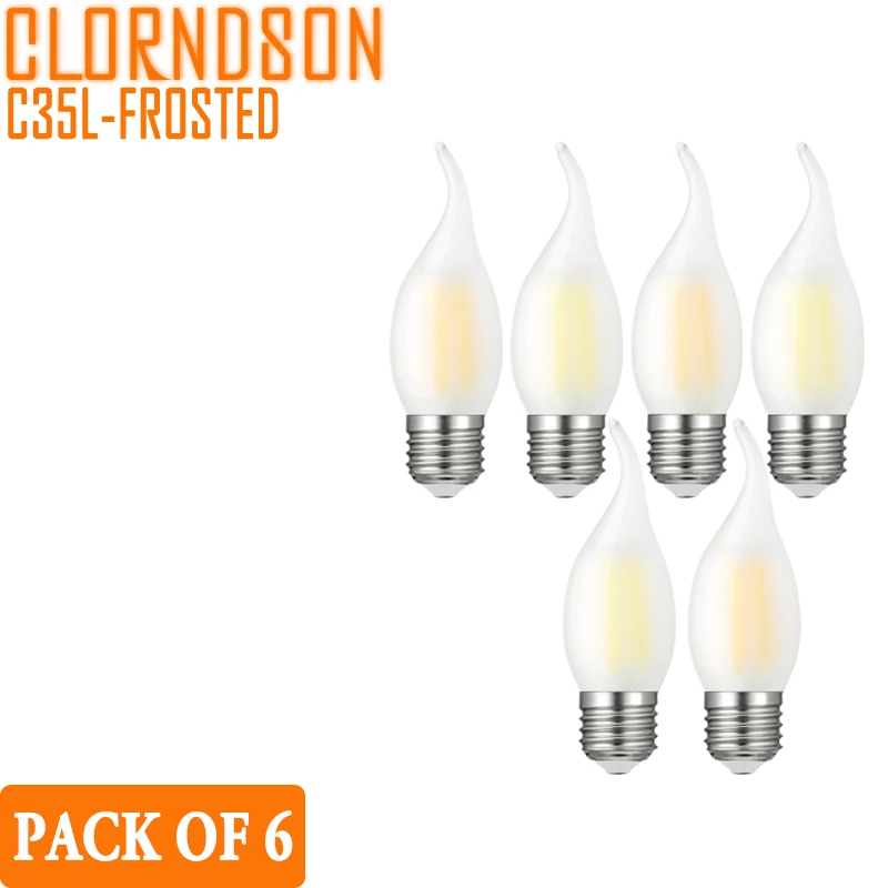 Bombillas LED para decoración incandescente, paquete de 6 bombillas esmeriladas regulables de...