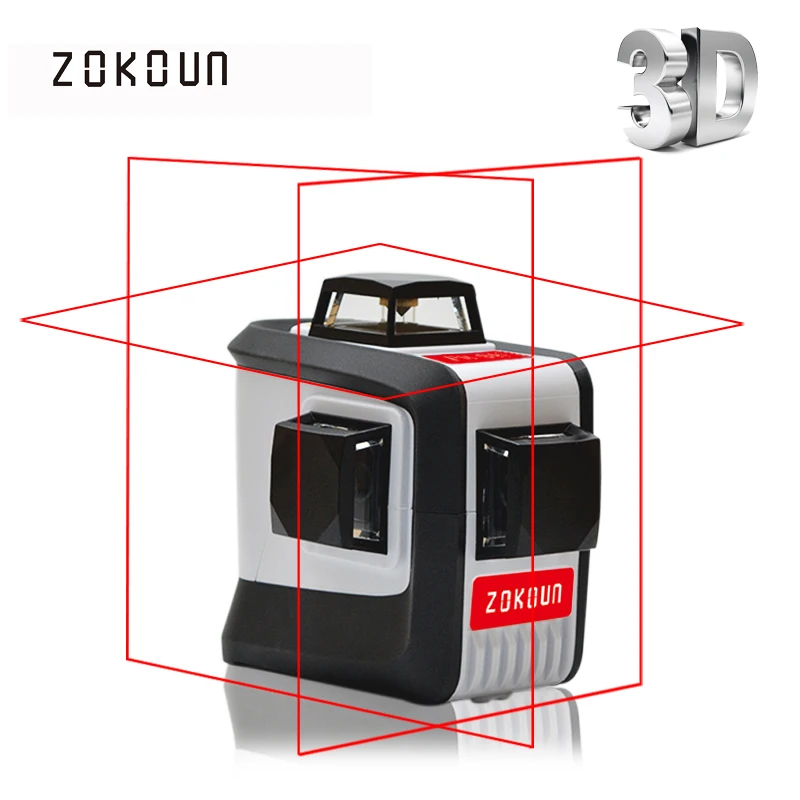 ZOKOUN CE сертифицированные 3D линии самонивелирующиеся 360 горизонтальный и вертикальный крест супер мощный красный лазерный луч линии лазерный уровень