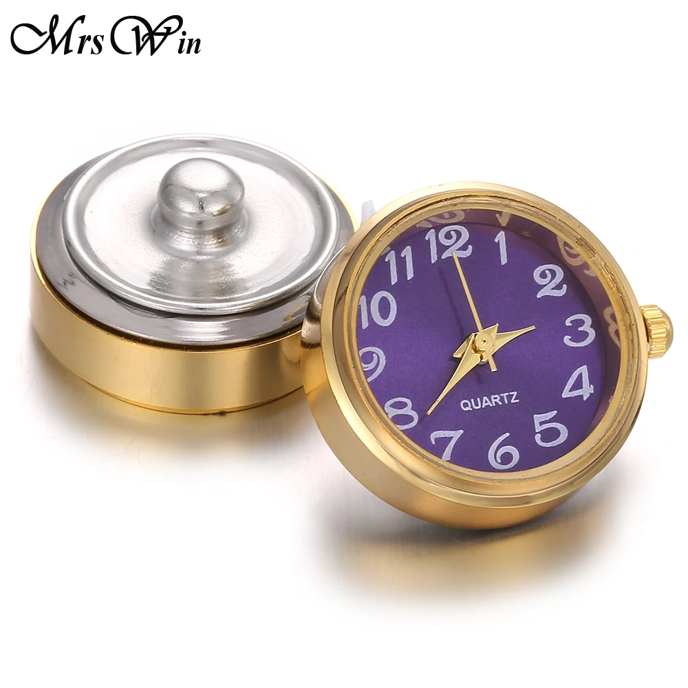 New Gold Snap Jewelry 18mm Round Silver color Tone Quartz Watch Face Snap Buttons for Fashion DIY Snap Button Bracelet Bangle images - 6