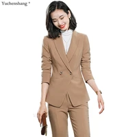 women single breasted pant suit largest size 5xl office lady khaki black apricot jacket and trousers 2 piece set for work