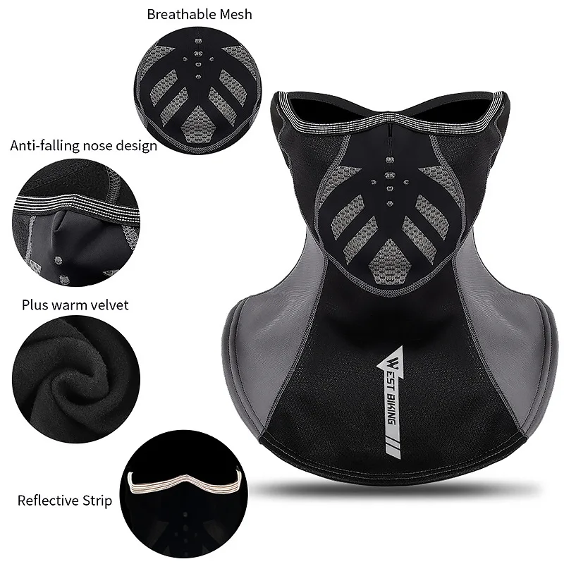 Зимняя спортивная велосипедная шапка WEST BIKING светоотражающая Балаклава унисекс