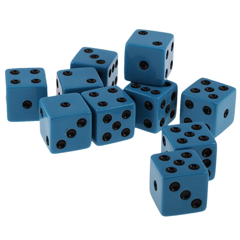 

6 шт. 16 мм полимерные синие пластиковые черные кубики Pip квадратные Угловые стандартные шестисторонние игральные кости для настольных игр и ...