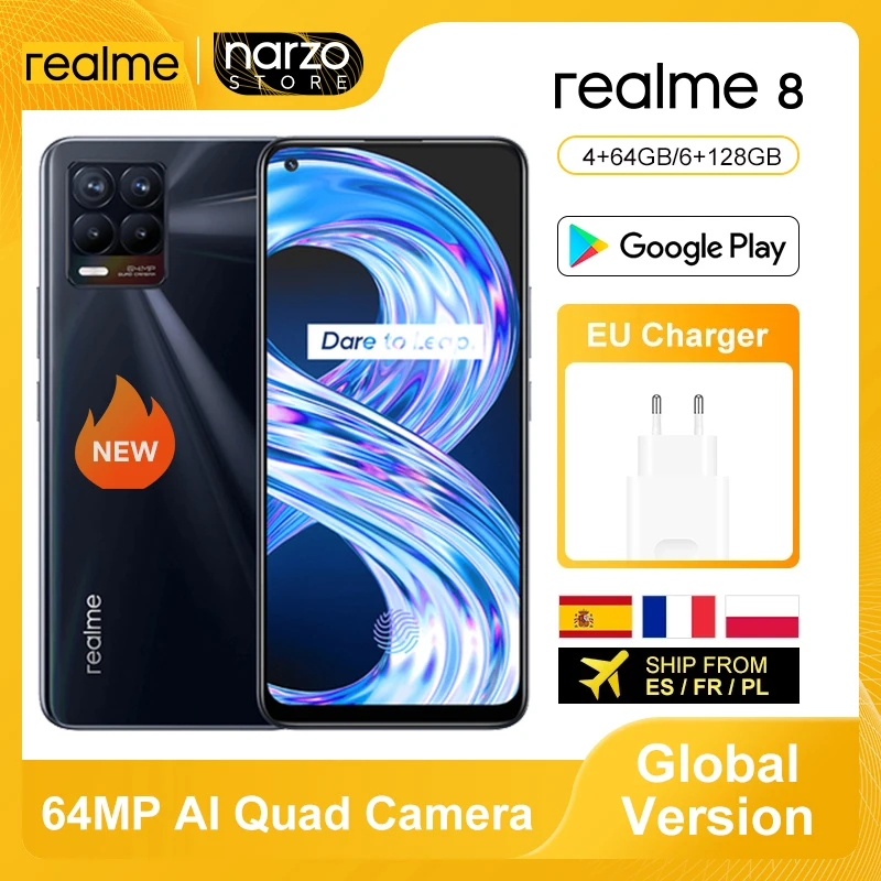 Realme 8 смартфон 64 Гб 128 64MP AI Quad Камера Helio G95 процессор 6,4 