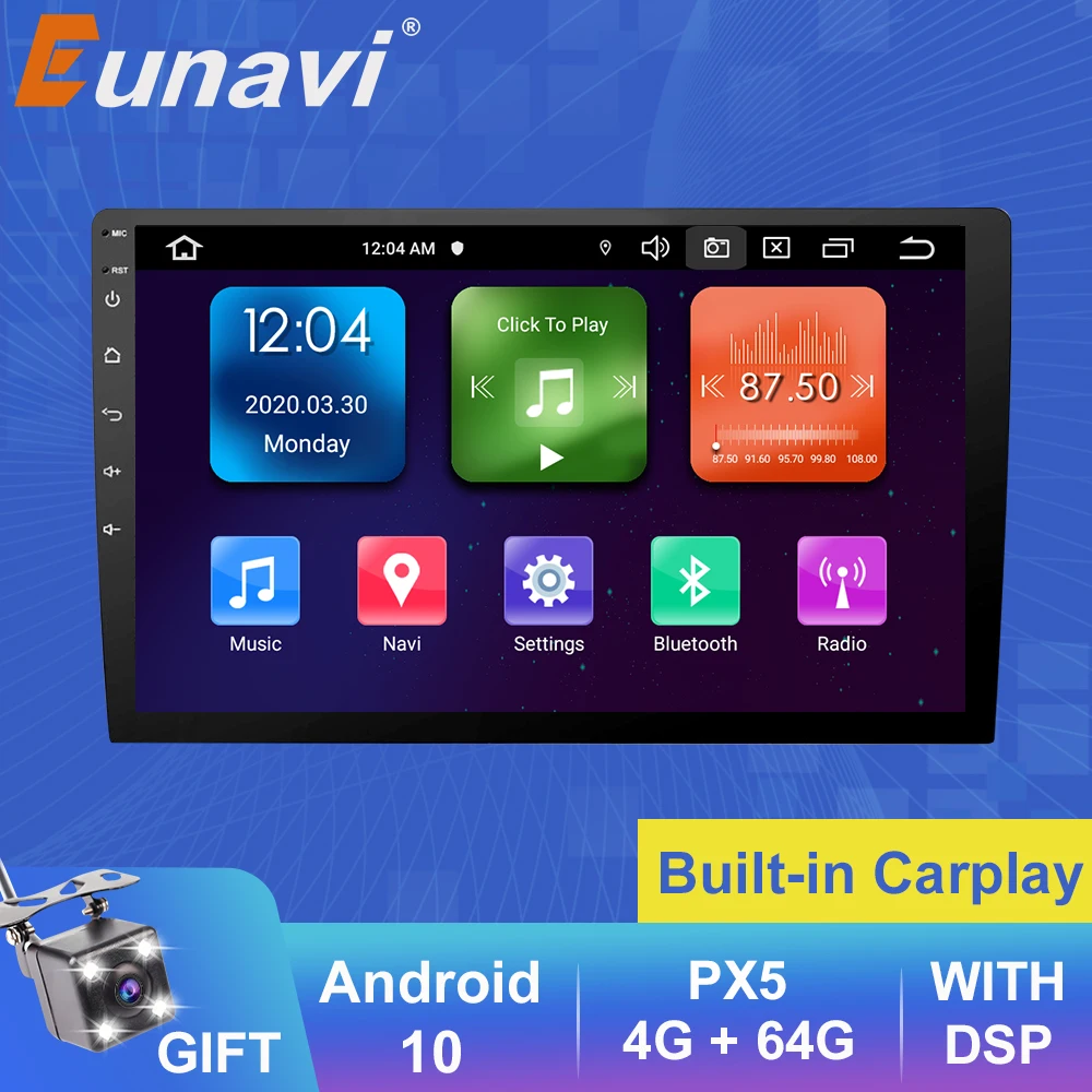 

Eunavi Android 10 Car Radio Audio Multimedia Video Player Universal Auto Stereo WIFI RDS AM FM GPS Navigation no 2 Din DVD