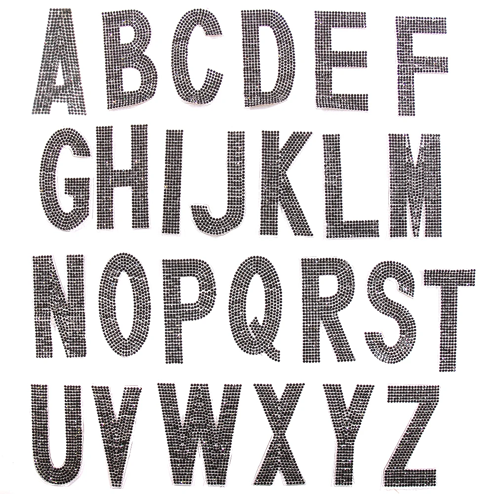 

1 Sheet English Alphabet A-Z Glass Crystal Hot fix Melt Glue Applique Iron On Clothes Shoes Hat Decoration Patch