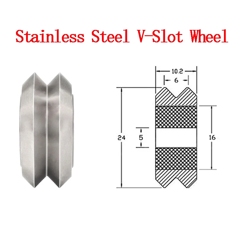 

24pc 3D Printer Part Stainless Steel V-Type Wheel 625ZZ Bearing Pulley Metal Double V Pulley Gear Aluminum Extrusion