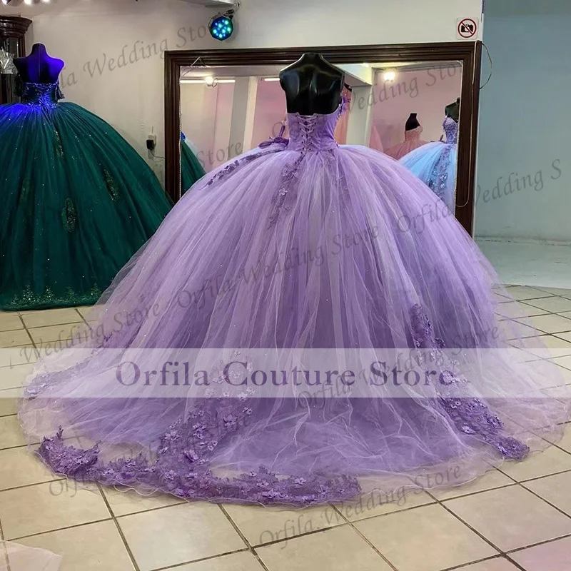 Фото Светло-фиолетовые платья Quinceanera, маскарадное пышное бальное платье, платья для выпускного вечера с деформацией Sweet 16, платья de 15 anos, по индивидуальному заказу №2