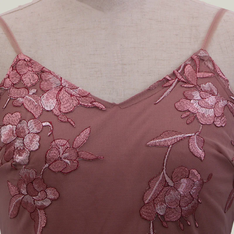 

WEPBEL Women Sexy Lace Hollow Out Embroidery Strap Dress Ladies Elegant Sleeveless Halter High Waist Long Dress