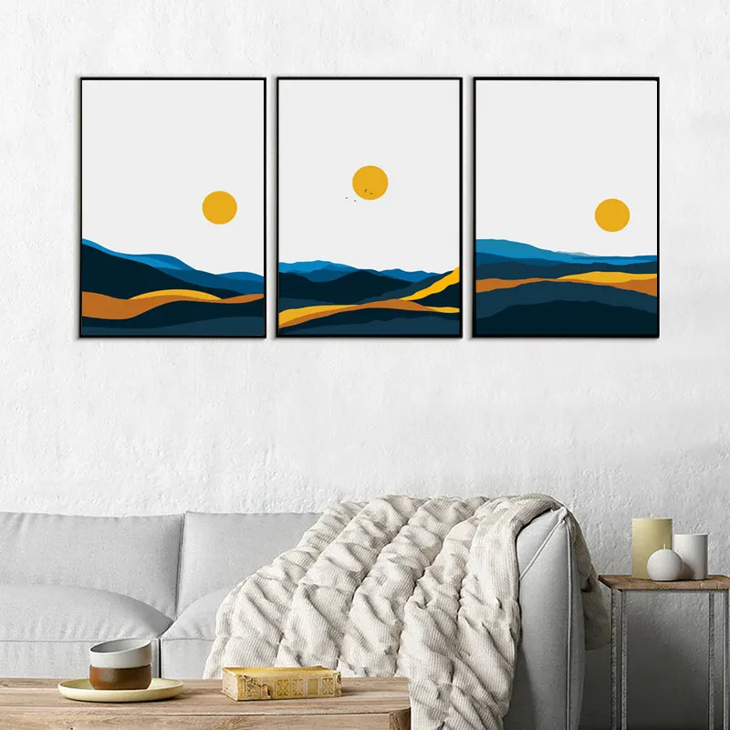 Акварельная картина восхода солнца Современная Настенная живопись на холсте