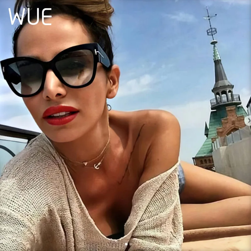 

Vintage Oversized Cat Eye Sunglasses Women Large Black Shades Sexy Gradient Glasses Luxury Brand Sunglasses Gold T decoration