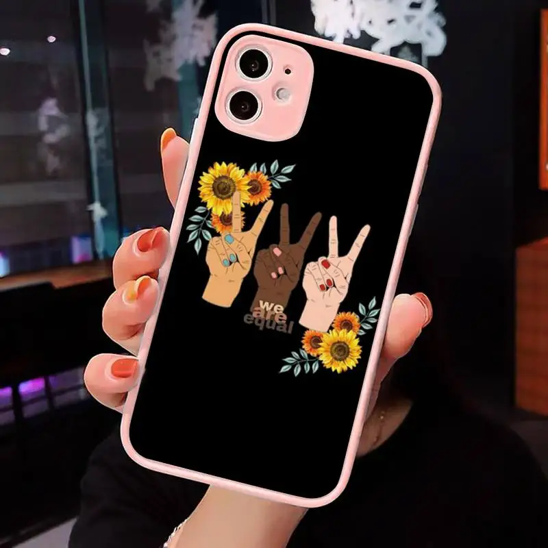 

Black Lives Matter BLM Phone Case Matte transparent For Pink iPhone 12 Mini 11 Pro XR XS Max 7 8 Plus X Back Cover