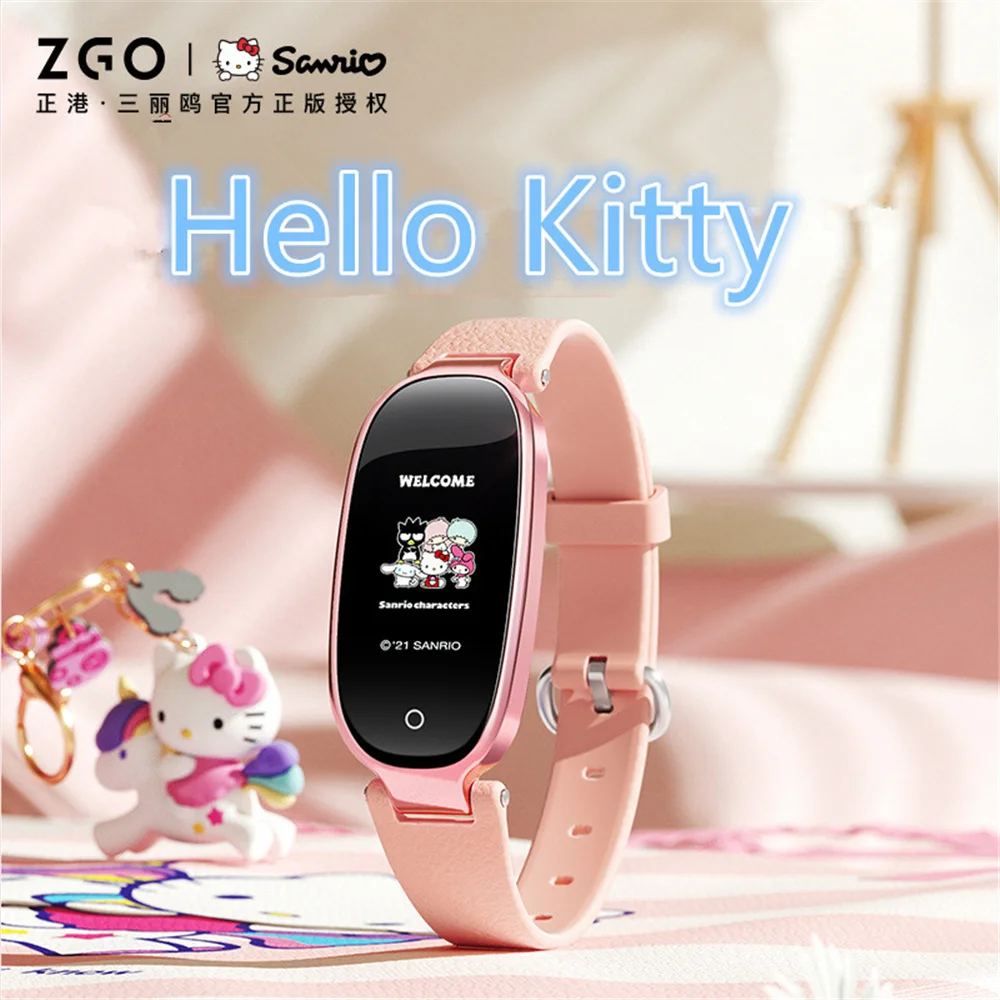 

Часы спортивные Sanrio, умный браслет для девочек, многофункциональные электронные часы, перезаряжаемые спортивные часы с Bluetooth, Hello Kitty
