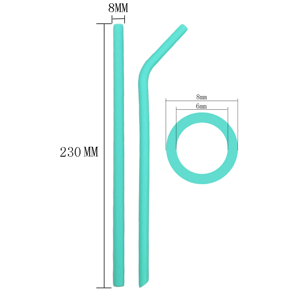 6 шт./компл. набор соломинок из силикона многоразовая соломка 8 мм гибкая с