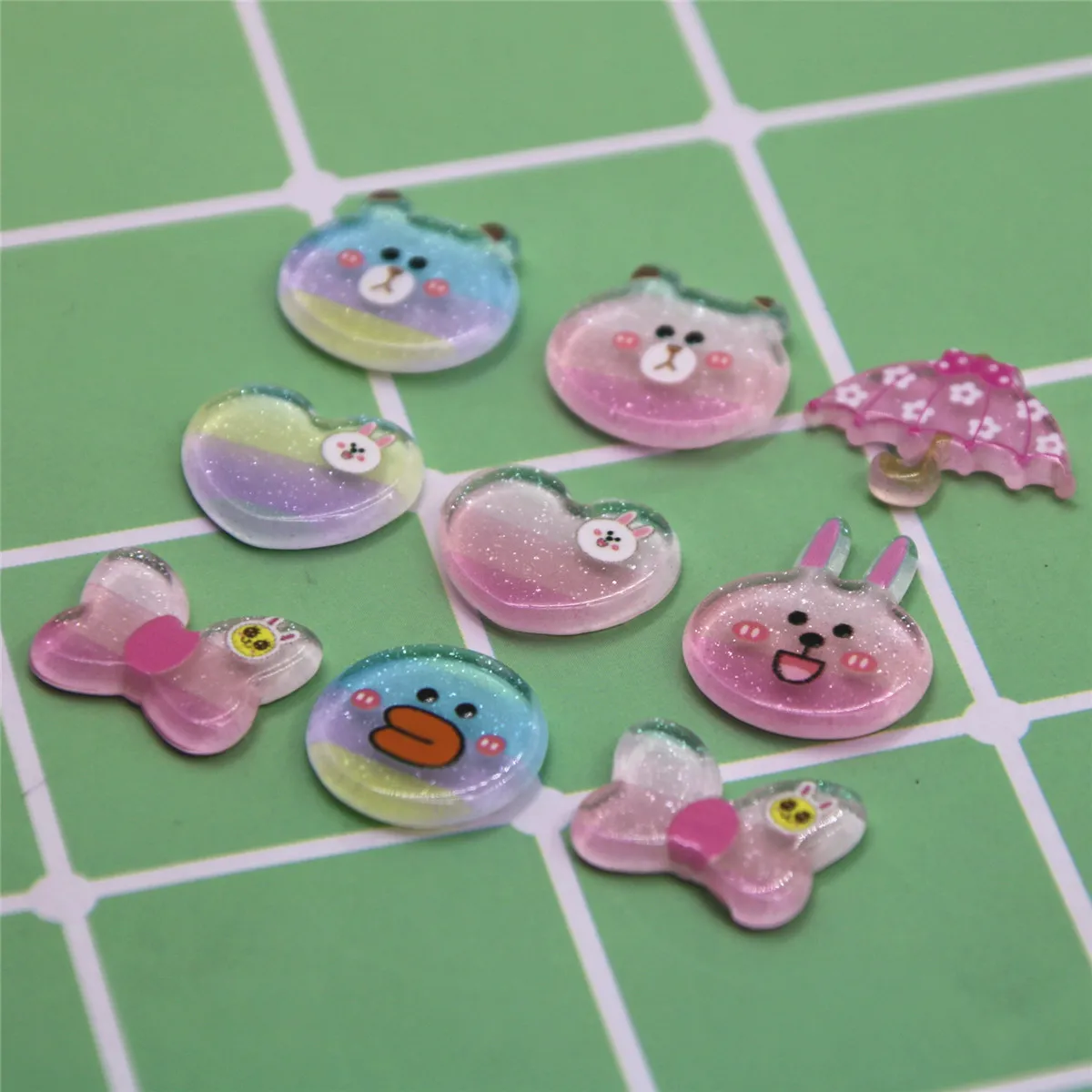 

10pcs Resin Bear/Butterfly/Heart/rabbit/Umbrella/Duck Flat Back Cabochon Art Decoration Charm Craft