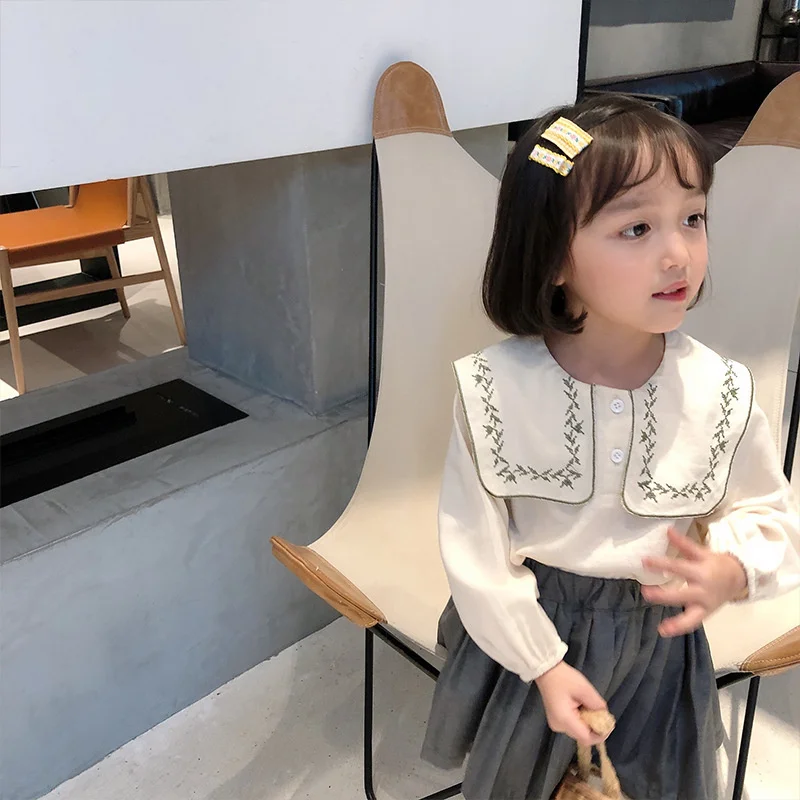Новинка 2021 весенние блузки с вышивкой для маленьких девочек хлопковые льняные