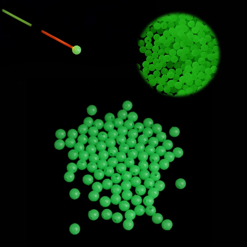 

OOTDTY 100Pcs 5mm Round Luminous Glow Rig Beads Sea Fishing Lure Lures Floating Tackles fishing bead stopper