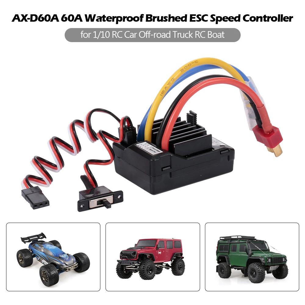 AX D60A 60A водонепроницаемый матовый регулятор скорости ESC для 1/10 RC Car Off road Truck Boat 2S LiPo