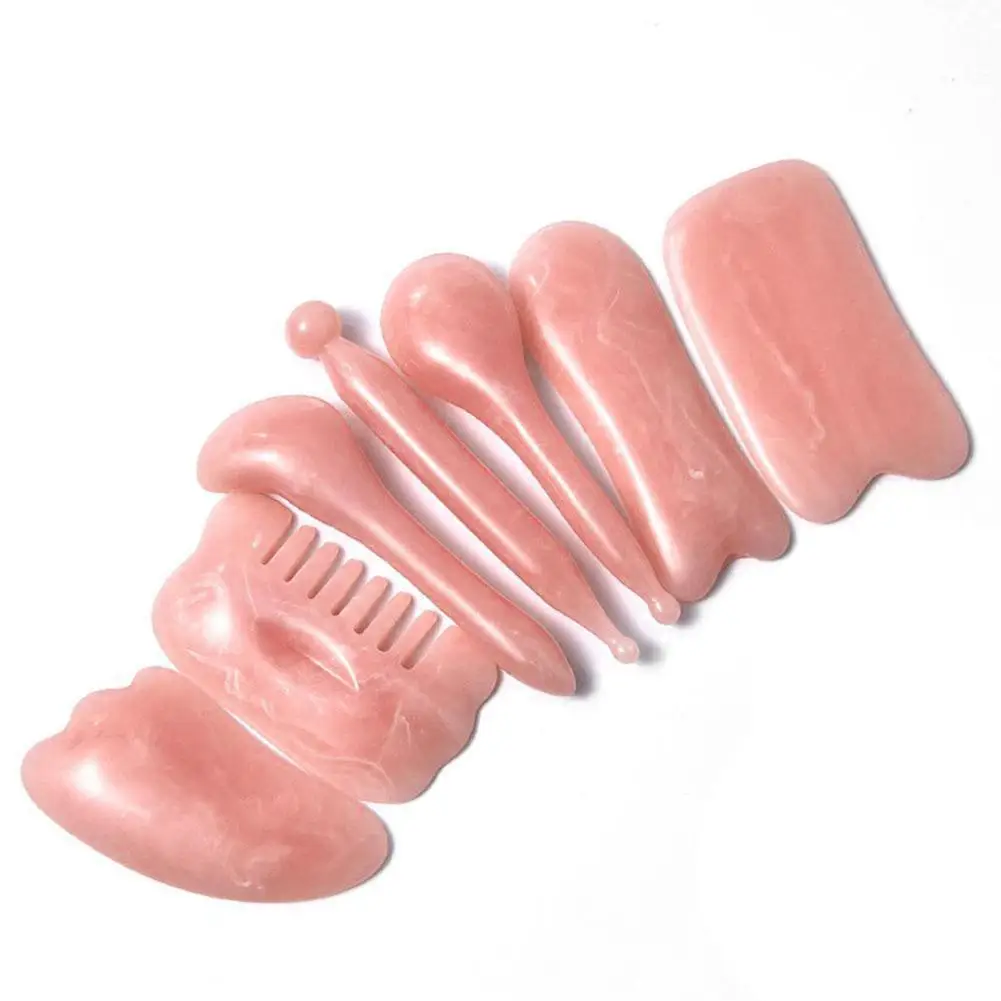 

7pcs/set Gua Sha Massage Scraping Natural Resin Amber Board Body For Face Scraper SPA Care Scrap Tool Beeswax B5K5
