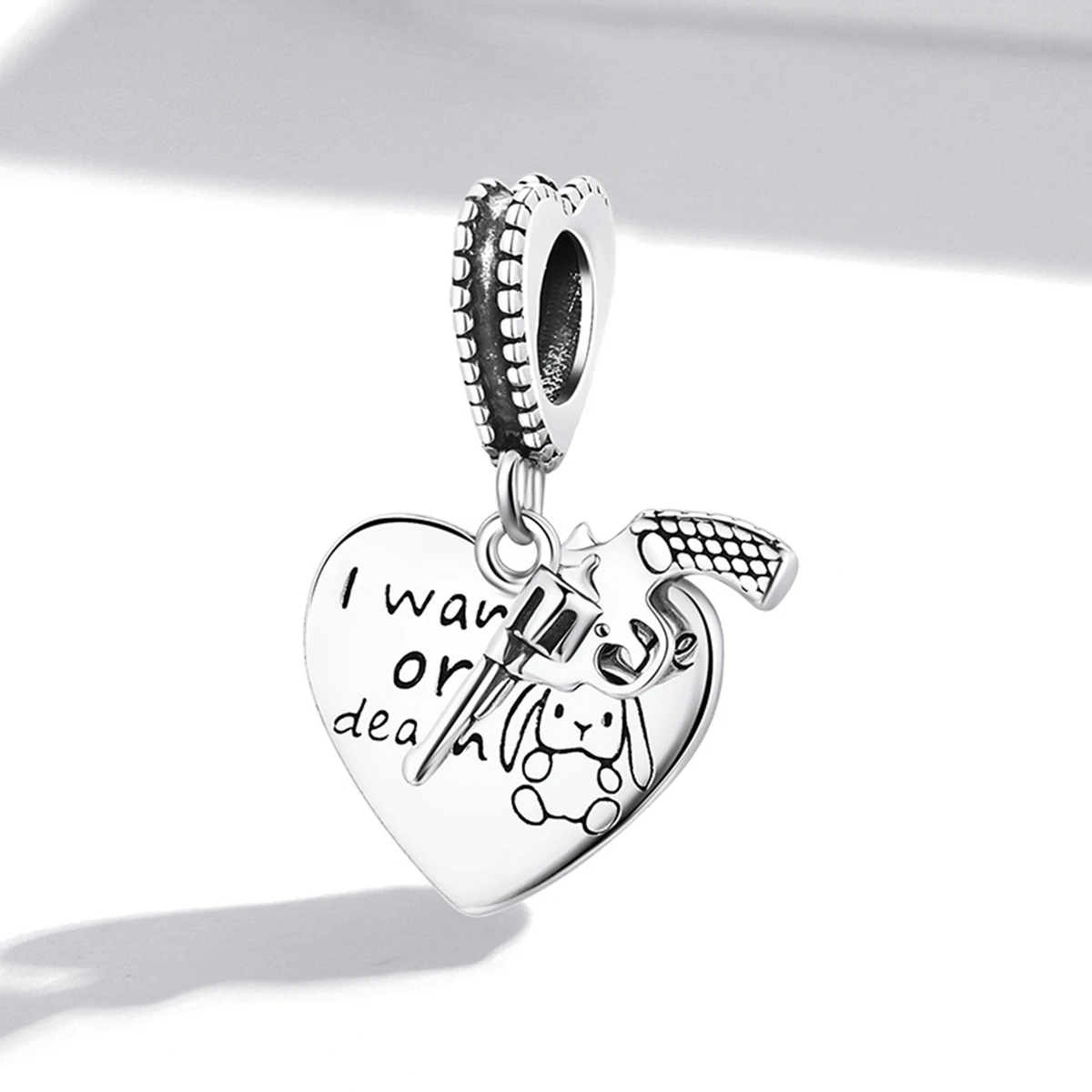 

Revolver And Rabbit Dangle Fit Original Pandora Charm Bracelet Necklace Genuine Silver Plating For Woman Jewelry DIY Making