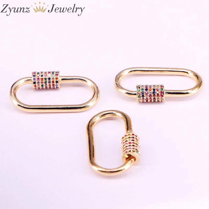 big size 6 шт., овальная винтовая застежка CZ Micro Pave, винтовая застежка-карабин, блокирующая застежка, Pave Oval образный замок застежки - Цвет: big size