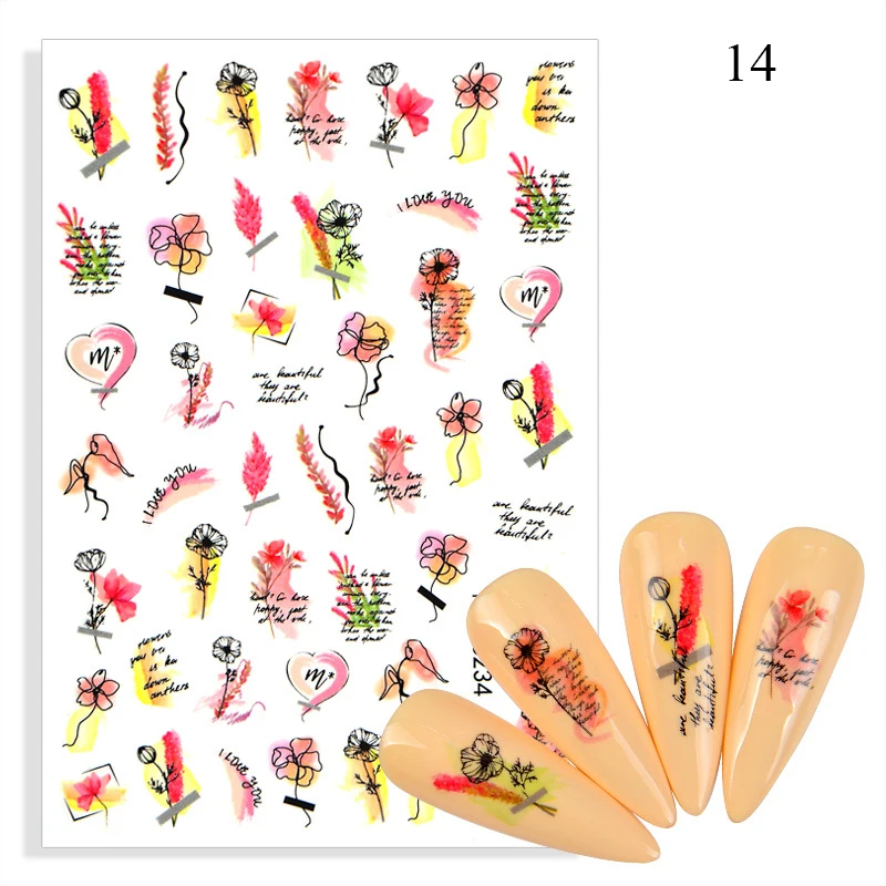 Наклейки для ногтей в виде клубники лимона арбуза тропических листьев|Стикеры и