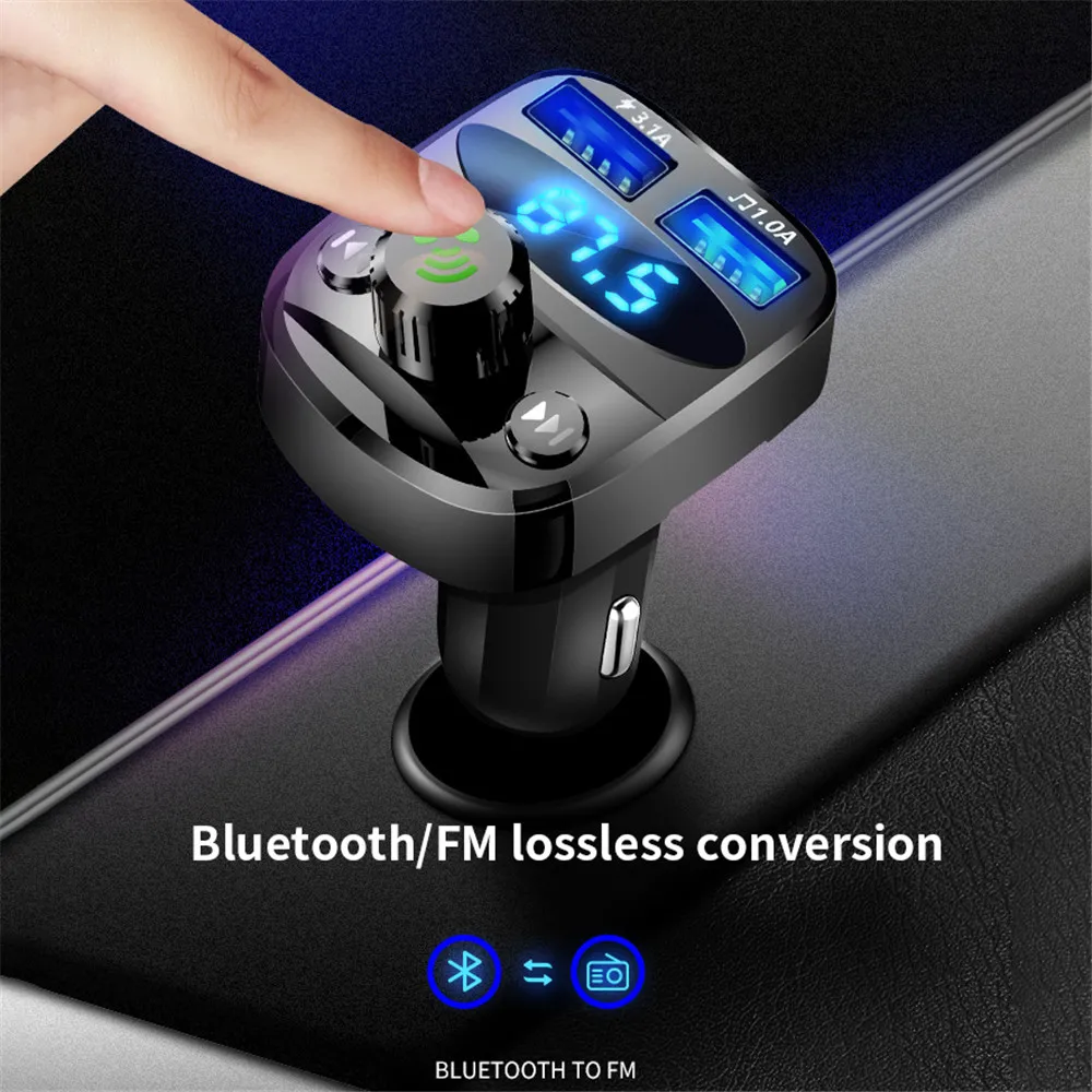 LED FM Transmitter Bluetooth-Compatible 5.0 Car kit Dual USB Charger 3.1A 1A MP3 Music Player for iphone car U disk/TF | Автомобили и
