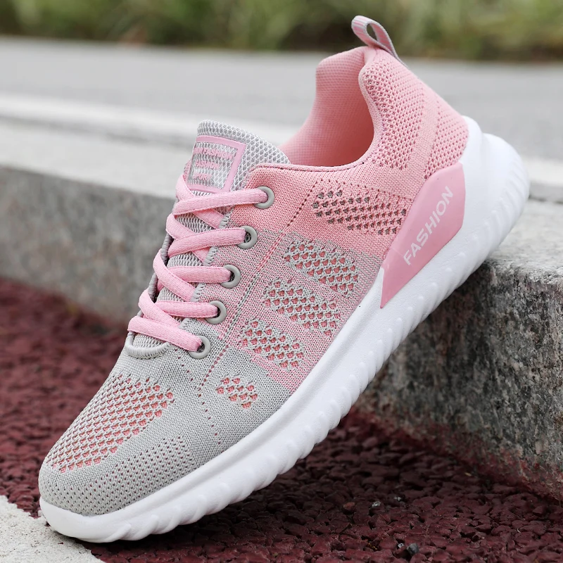 

Women's Shoes Mesh Surface Sole Round Toe Lace Up Sneakers Ventilation Non Slip Flat Runing Comfortable Waking Spring