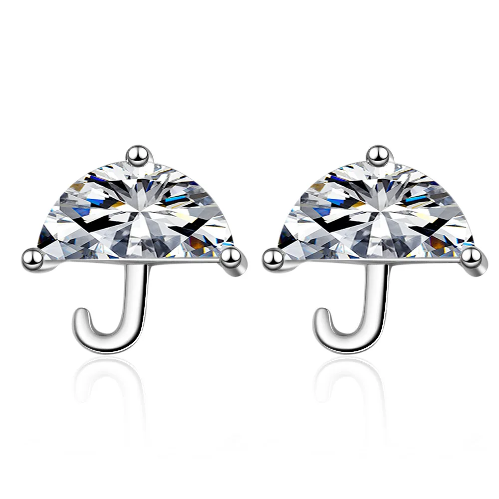 

925 Sterling Silver Crystal Umbrella Stud Earrings For Women Prevent Allergy Sterling-silver-jewelry pendientes brincos eh1243