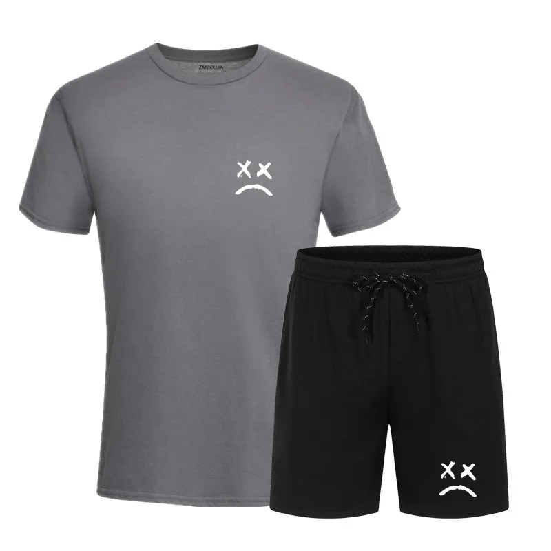 

Summer men's sports suit plus size short-sleeved shorts sportswear running fitness leisure quick-drying breathable 2-piece set