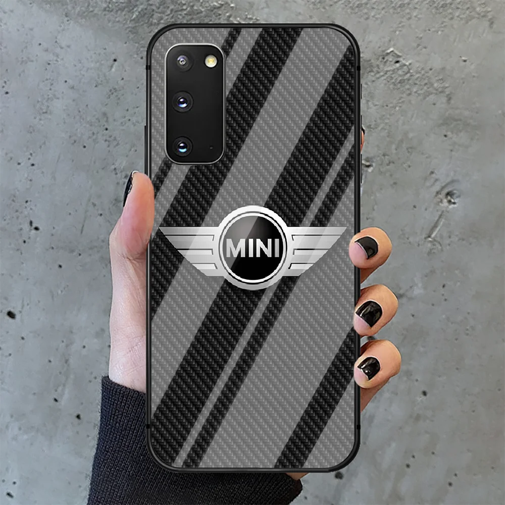 

Car Mini Cooper Logo Phone Tempered Glass Case Cover for Samsung Galaxy A M 12 20 21 30 31 40 50 51 52 70 71 72 E S Shell Cell