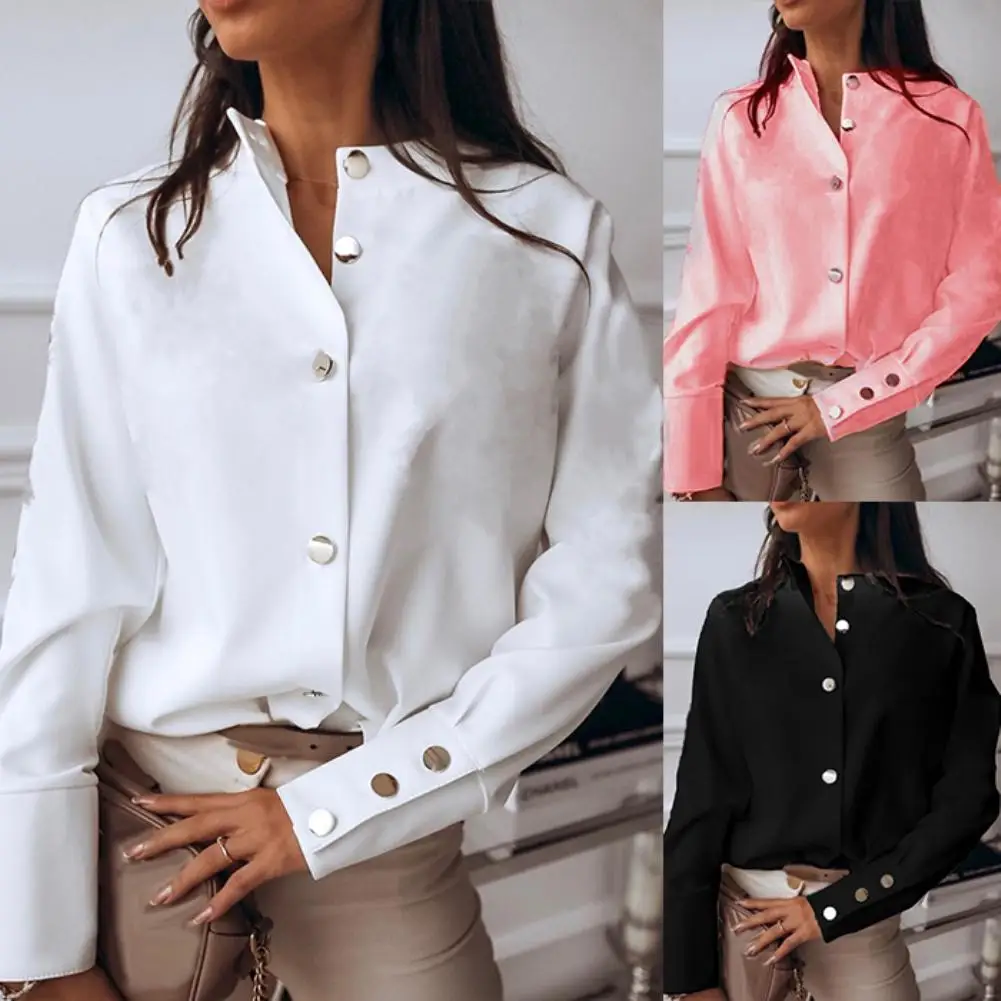 Весна-Осень 2020 Модная элегантная рубашка Офисная Женская однотонная блузка с