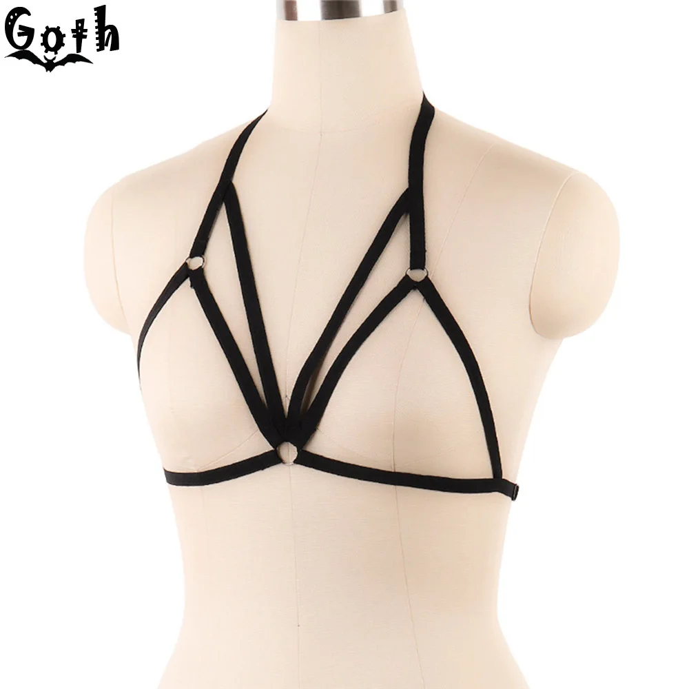 Goth сексуальный бюстгальтер в клетку женское нижнее белье с пуш-ап черное