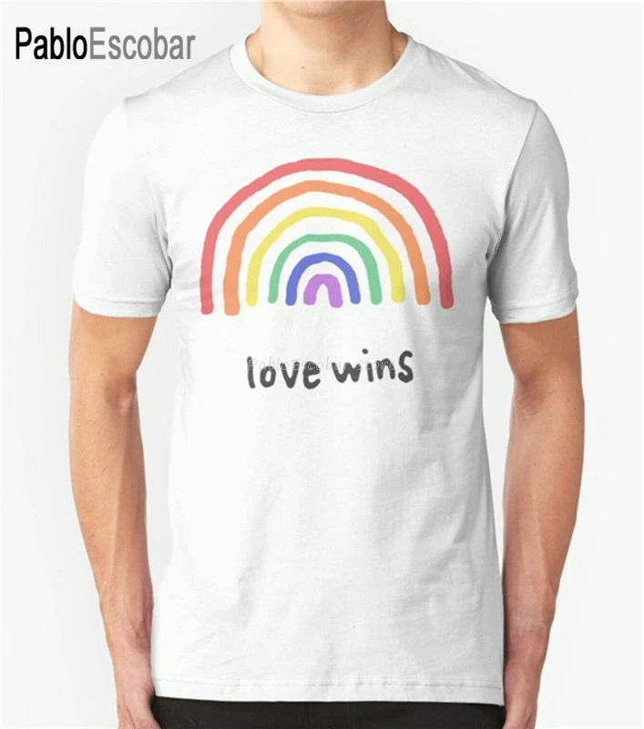 Мужская брендовая футболка летние топы футболки Love Wins ЛГБТ Trans Радуга гей Pride top M Xl