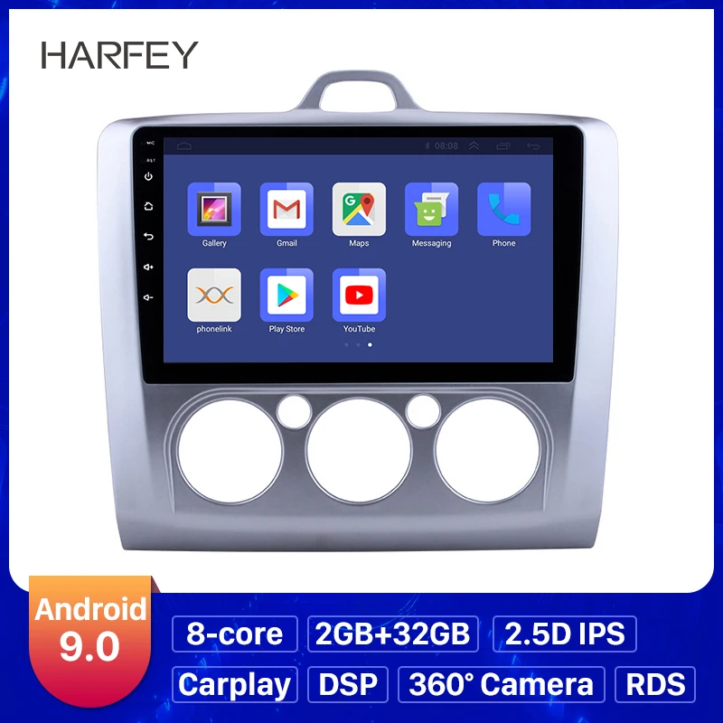 Автомагнитола Harfey с GPS 9 &quotHD Android 8 1 Navi для Ford Focus 2 2004 2011 мультимедийный плеер Bluetooth