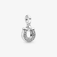 fashion 925 sterling silver cz zircon lucky horseshoe hanging pendant charm bracelet diy jewelry making for original pandora