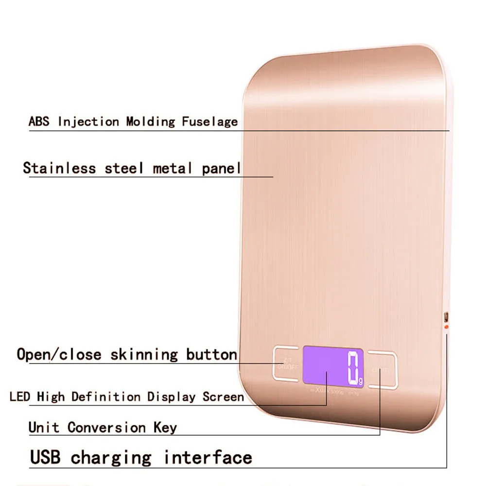 Электронные кухонные весы 5 кг/10 кг цифровые пищевые из нержавеющей стали ЖК