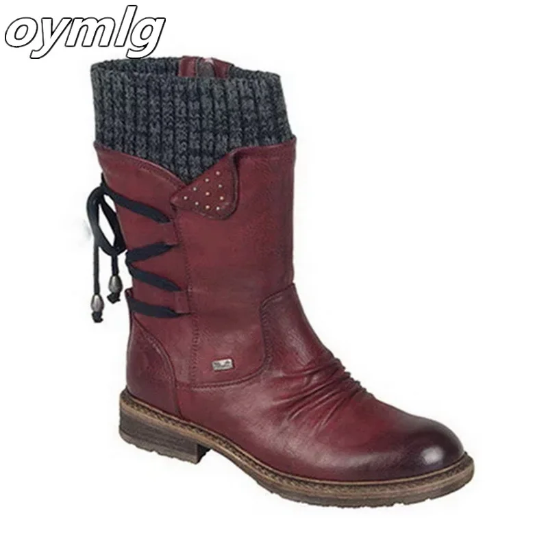 

2020 Hot New Autumn Early Winter Shoes Women Flat Heel Boot Fashion Knitting Patchwork Women's Boots Woman Ankle Botas
