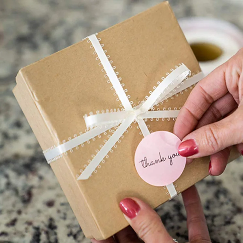 1000 шт 1 дюйм Спасибо наклейки Розовые для компании подарки на день рождения