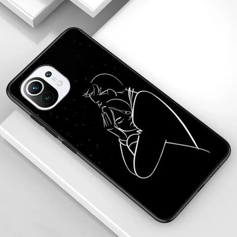 

Minimalist Line Love for Xiaomi Mi 11 10T Note 10 Ultra 5G 9 9T SE 8 A3 A2 A1 6X Pro Play F1 Lite 5G Black Phone Case