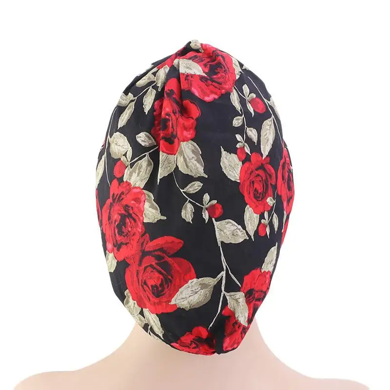 Женская тюрбан с цветочным принтом Ночная шапка для сна хлопок химиотерапия